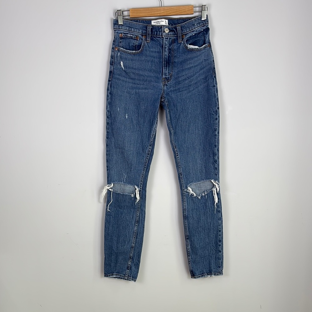 Abercrombie & Fitch Distressed Skinny High-Rise Blue Women’s Jeans Size 25 0L